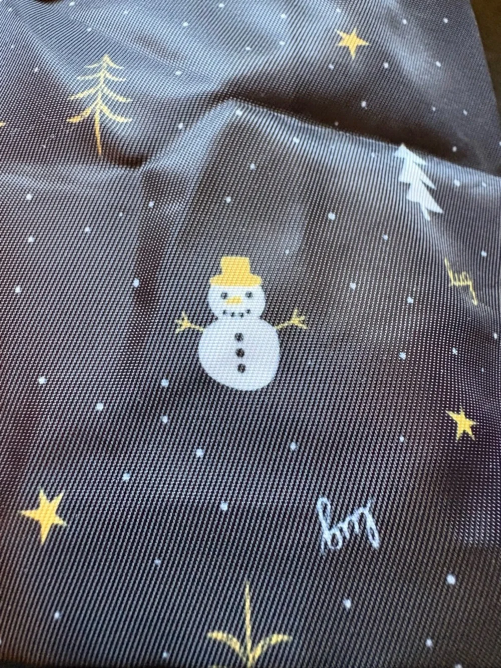 Lug Box Top Cosmetic Case Bag – Snowman Trees (Black Gold White Holiday Winter) - Picture 10 of 16